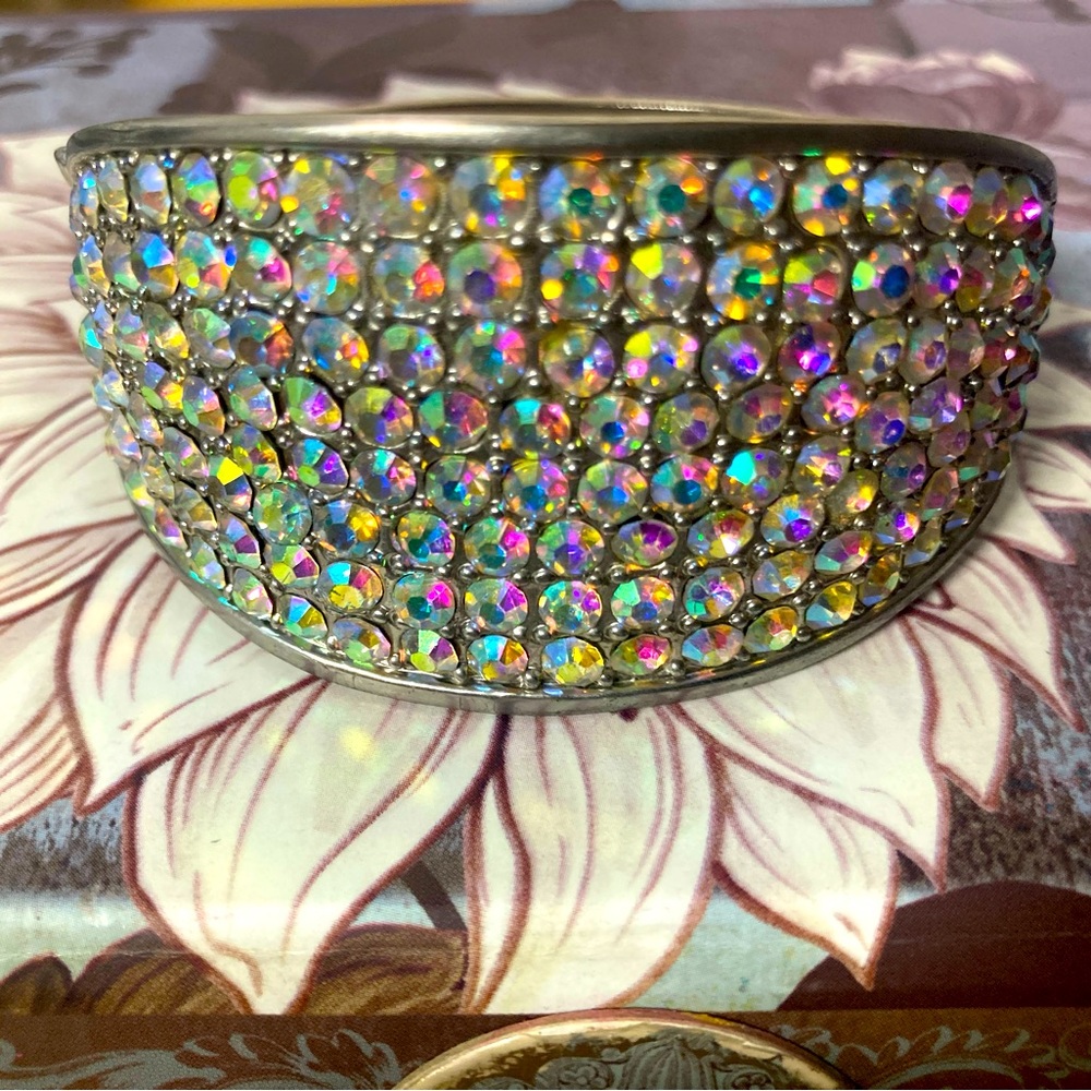 Iridescent Rhinestone Cuff Bracelet - Picture 3 of 4